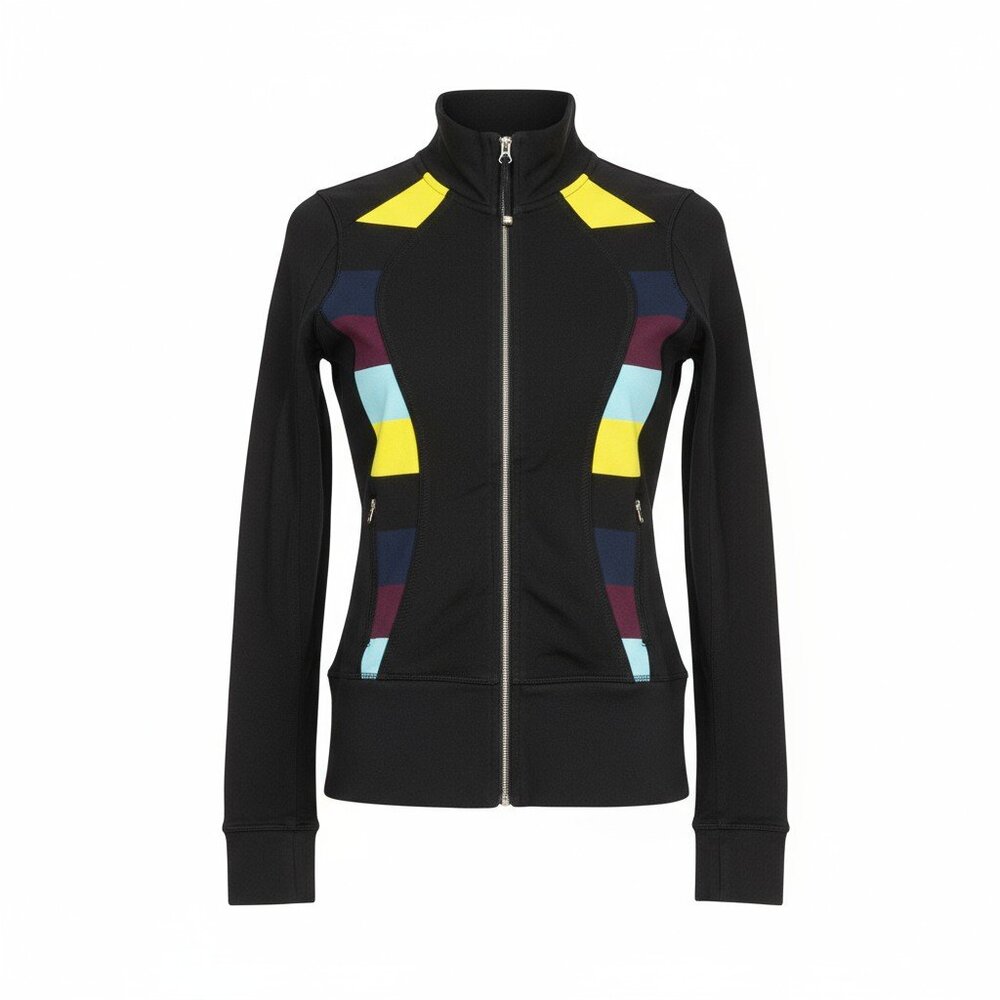 Lululemon Black Nice Asana Colour Blocked Scuba Jacket Size 4